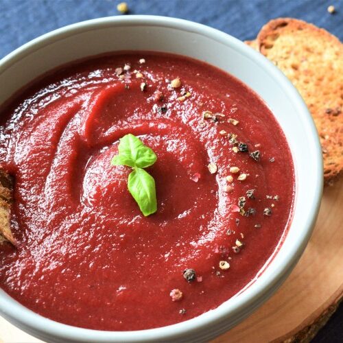 Beetroot soup in a bowl