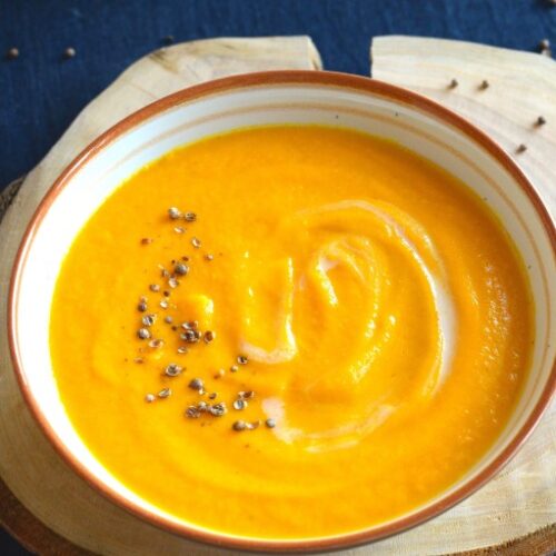 Carrot soup with white miso serving