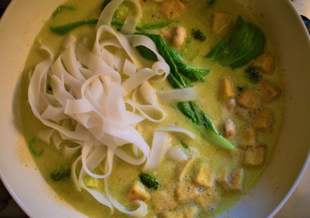 Thai green curry preparation