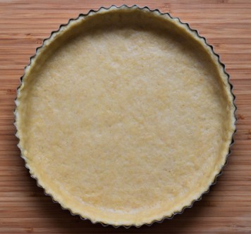 Pumpkin coconut pie crust ready to bake