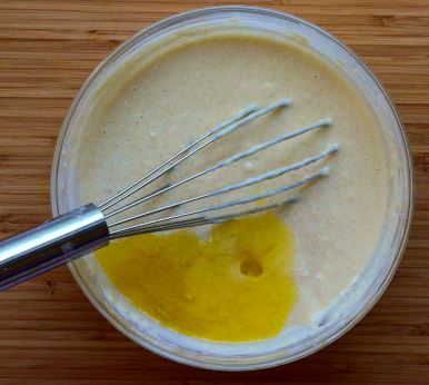 Add vegan butter to clafoutis batter