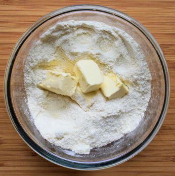 Add cold vegan butter to the tart dough
