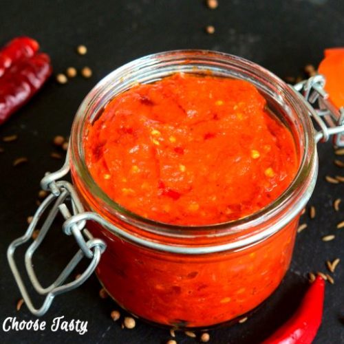 Homemade harissa with spices