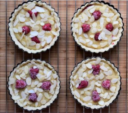 Raspberry frangipane mini tarts ready for baking